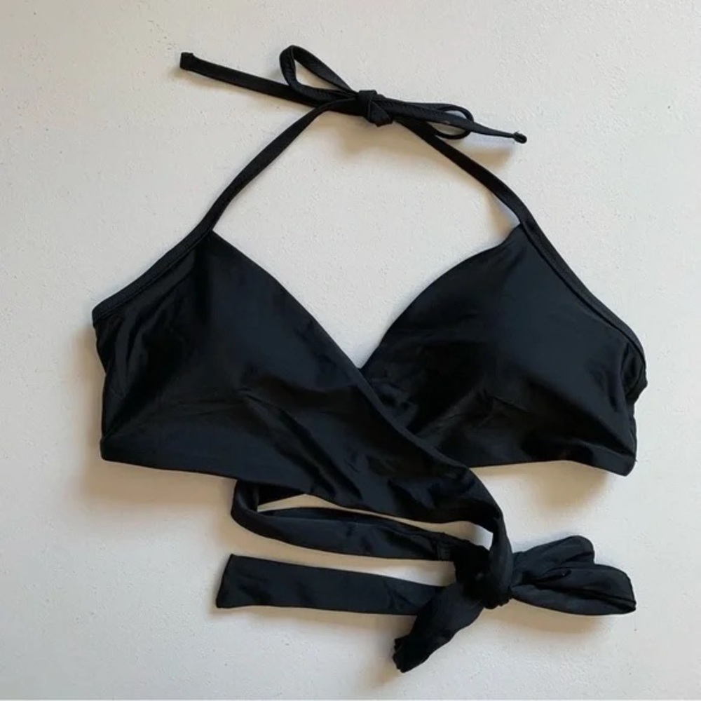 Aerie Black Wrap Bikini Top